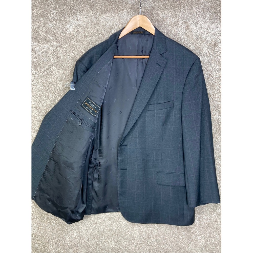 Jos. A. Bank Reserve Reda Windowpane Italian Wool Blazer Mens 50R Grey Business